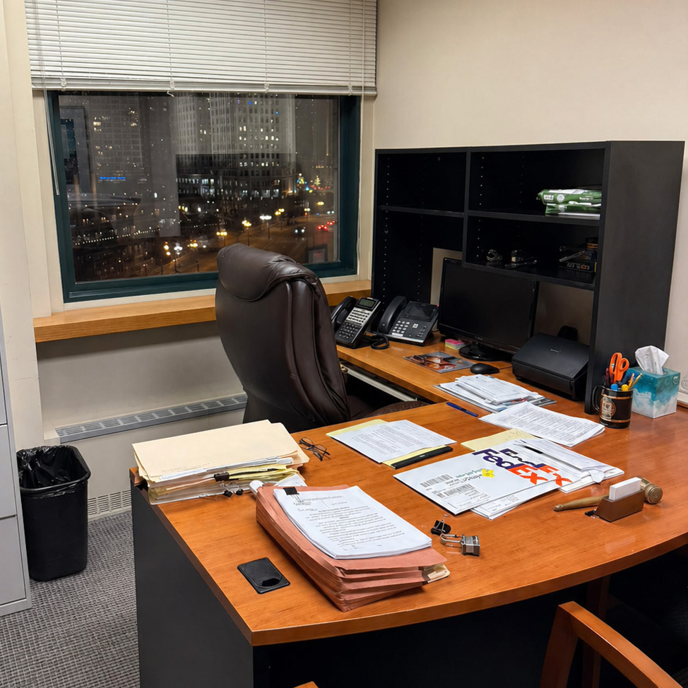 Sharping Law office overlooking downtown Chicago